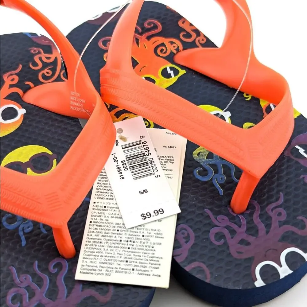 Gap Toddler Flip Flops Size 5/6 Colorful Summer Sandals Preppy Whimsical Beachy